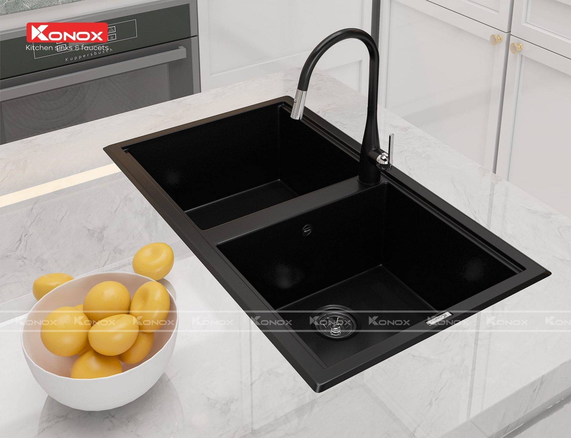 Chậu Rửa Bát Đá KONOX Granite Sink Phoenix 860 – Black