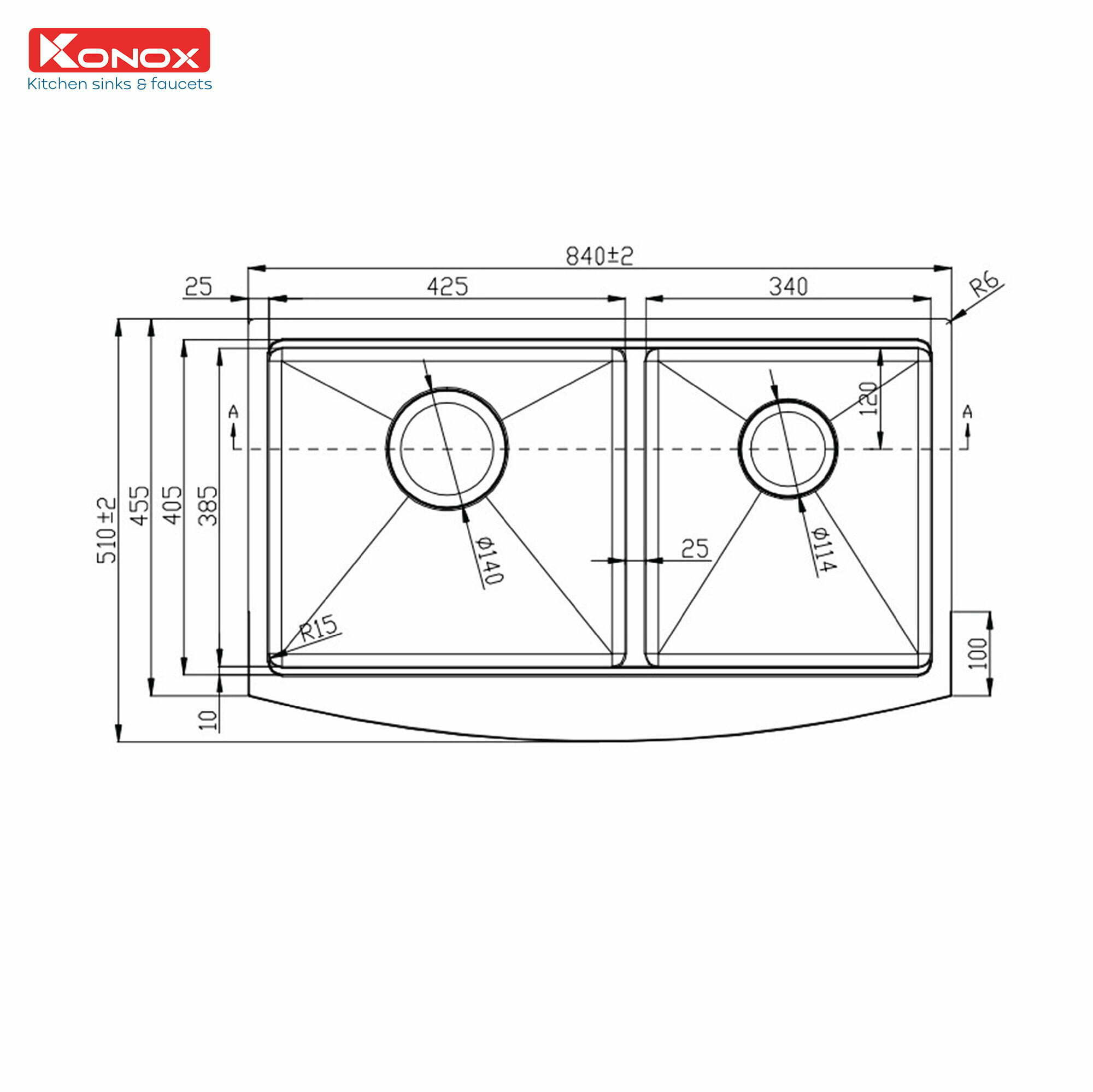 Chậu Rửa Bát Inox KONOX Apron Series Workstation – Apron sink KN8450DA