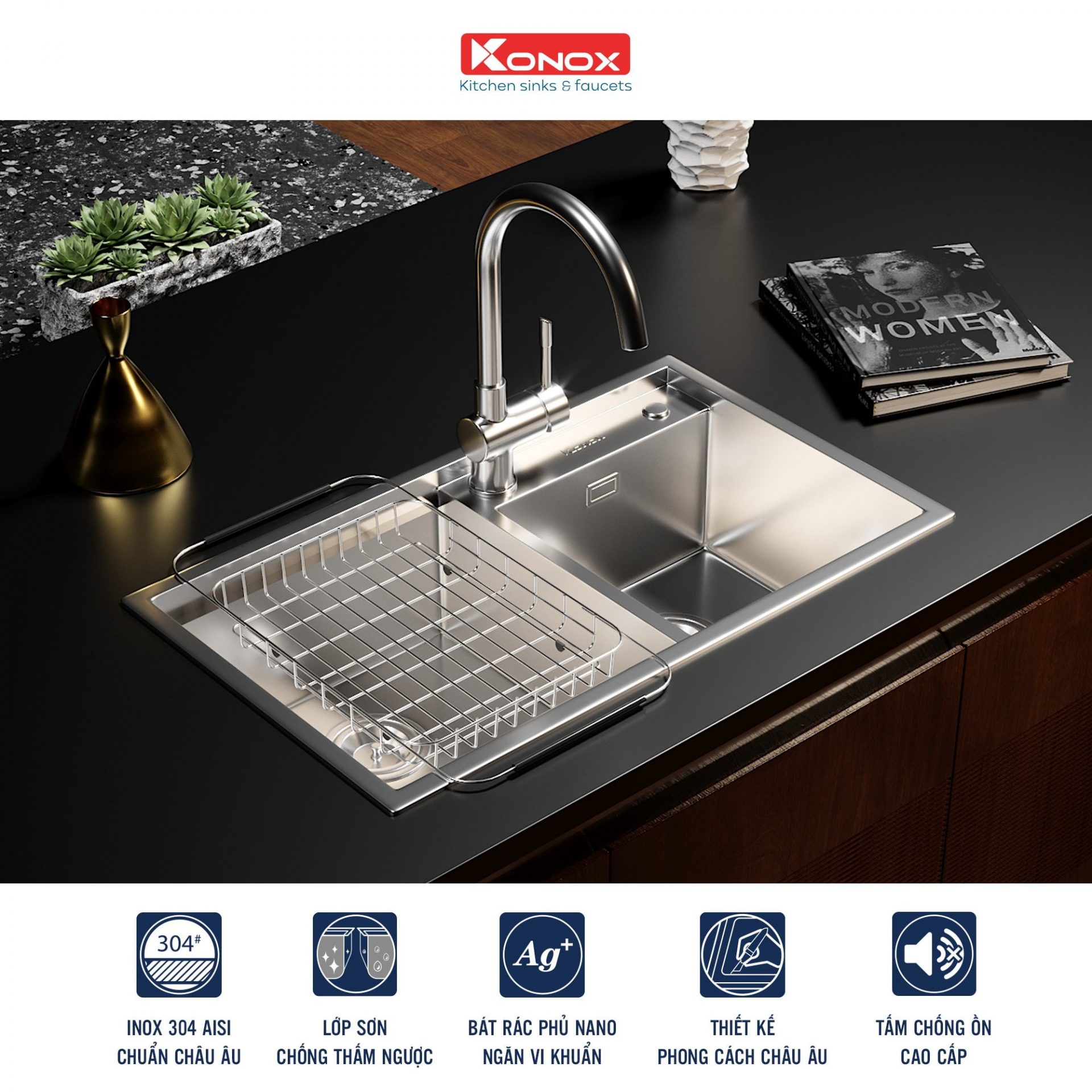 Chậu Rửa Bát Inox KONOX Overmount sink KN7847DO