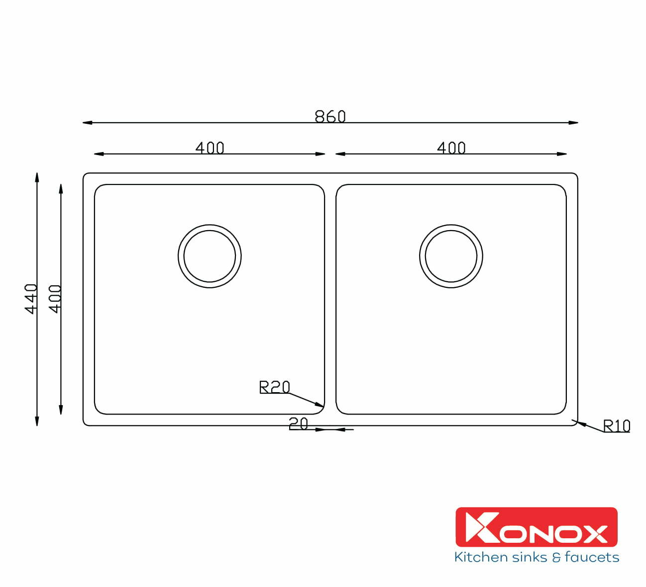 Chậu Rửa Bát Inox KONOX Turkey sink Vigo 8644