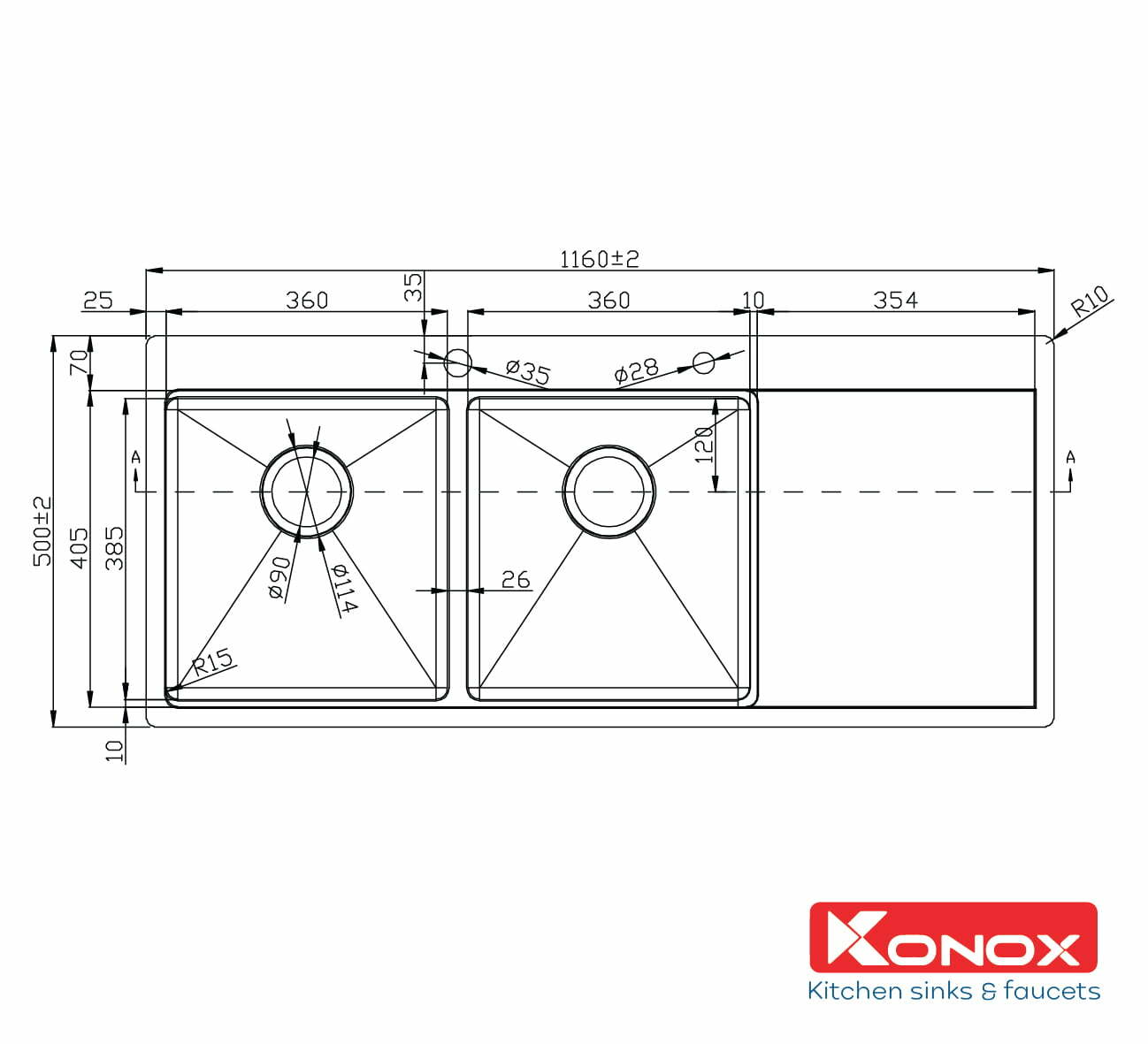 Chậu Rửa Bát Inox KONOX Workstation – Topmount sink KN11650TD