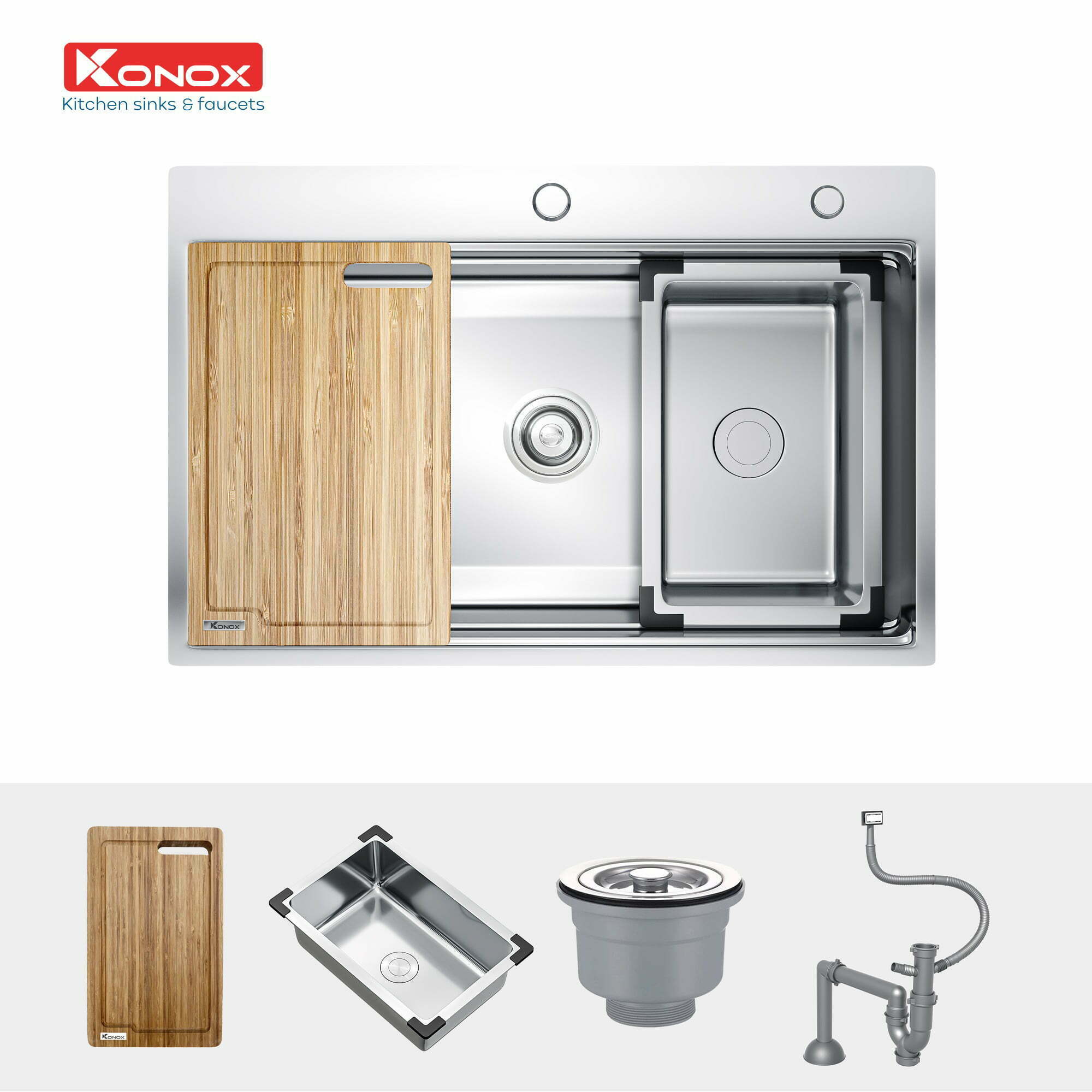 Chậu Rửa Bát Inox KONOX Workstation – Topmount sink KN7650TS