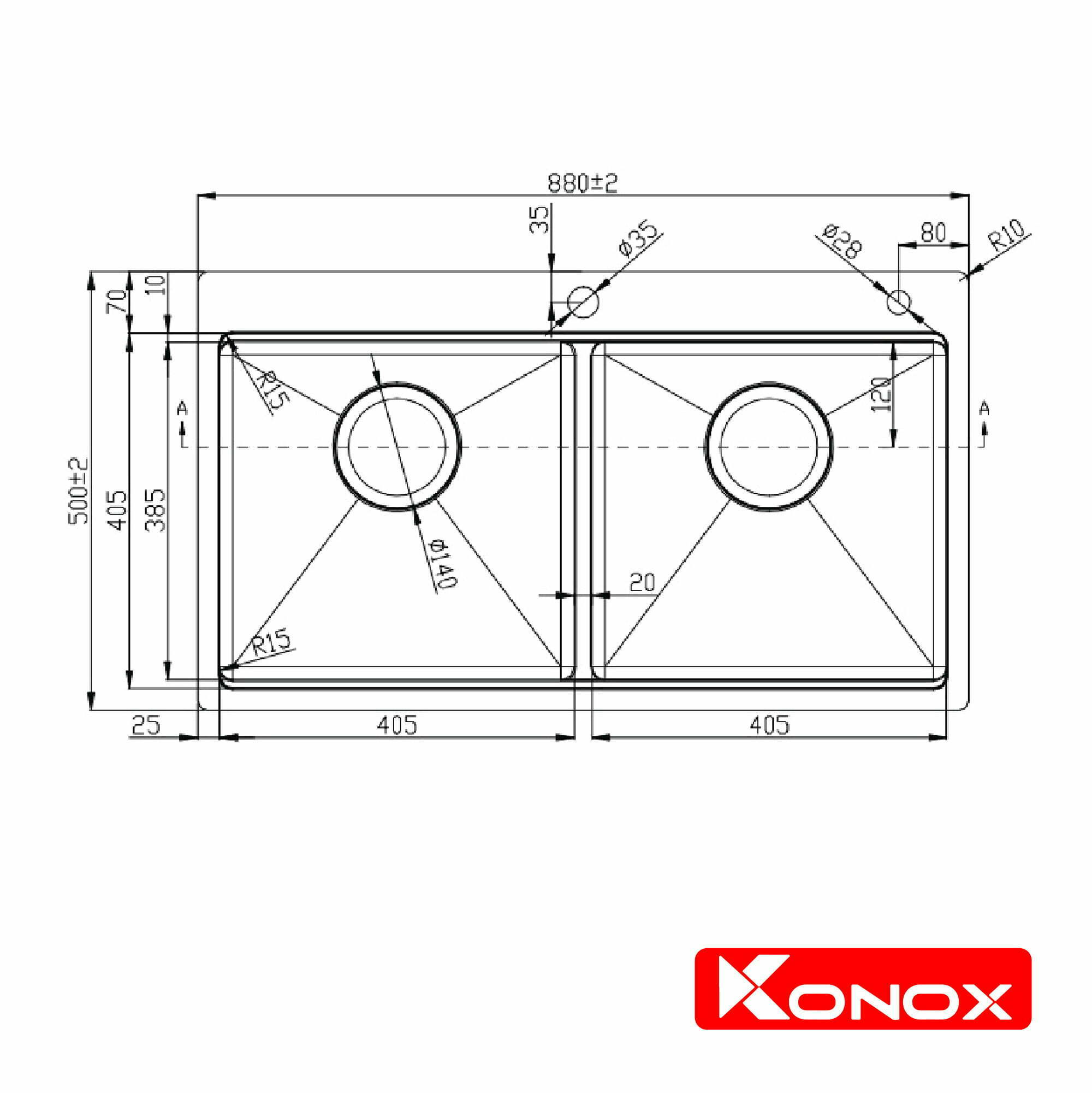 Chậu Rửa Bát Inox KONOX Workstation – Topmount sink KN8850TD