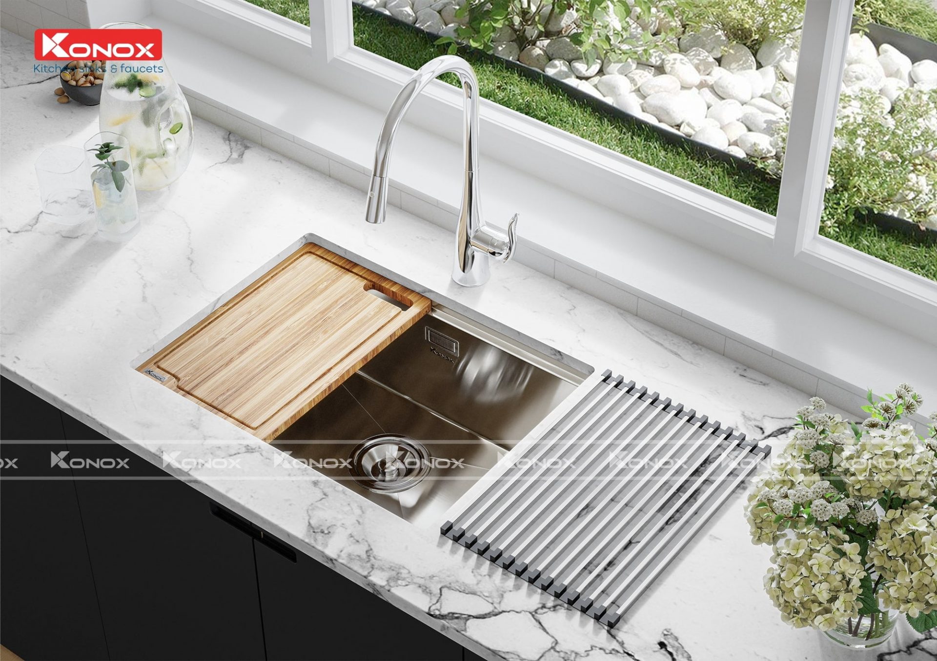 Chậu Rửa Bát Inox KONOX Workstation – Undermount sink KN6046SU