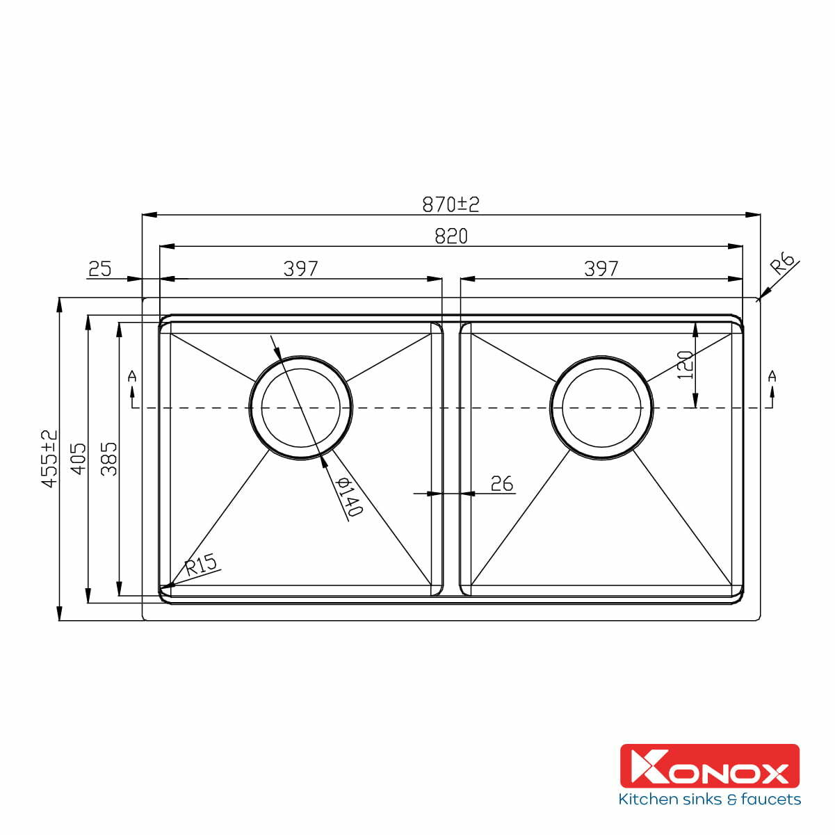 Chậu Rửa Bát Inox KONOX Workstation – Undermount sink KN8745DUB