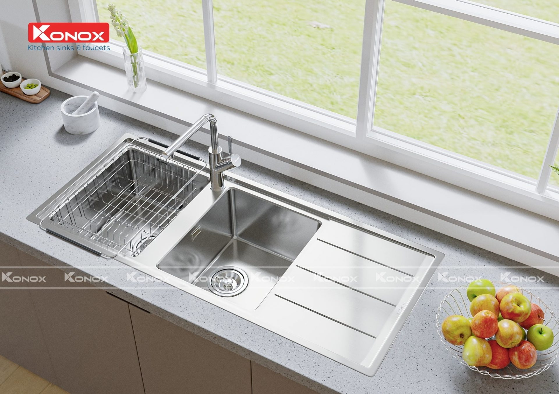 Chậu Rửa Bát Inox KONOX Turkey sink Beta 1160 – Bàn trái