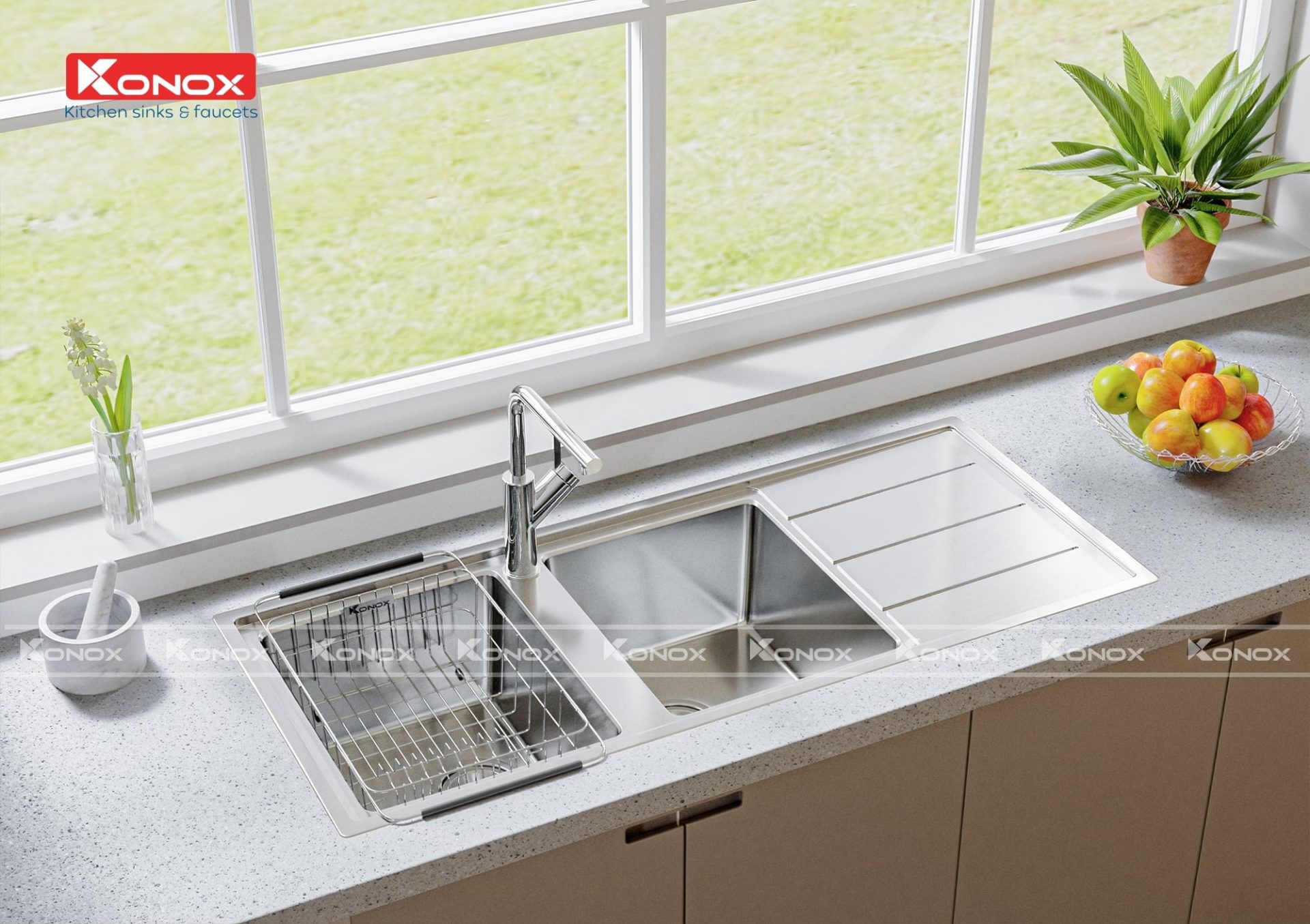 Chậu Rửa Bát Inox KONOX Turkey sink Beta 1160 – Bàn trái