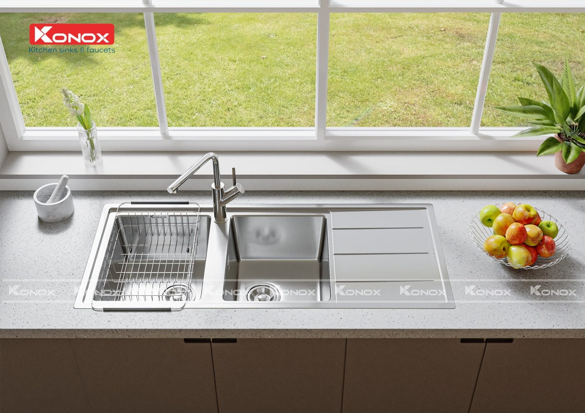 Chậu Rửa Bát Inox KONOX Turkey sink Beta 1160 – Bàn trái