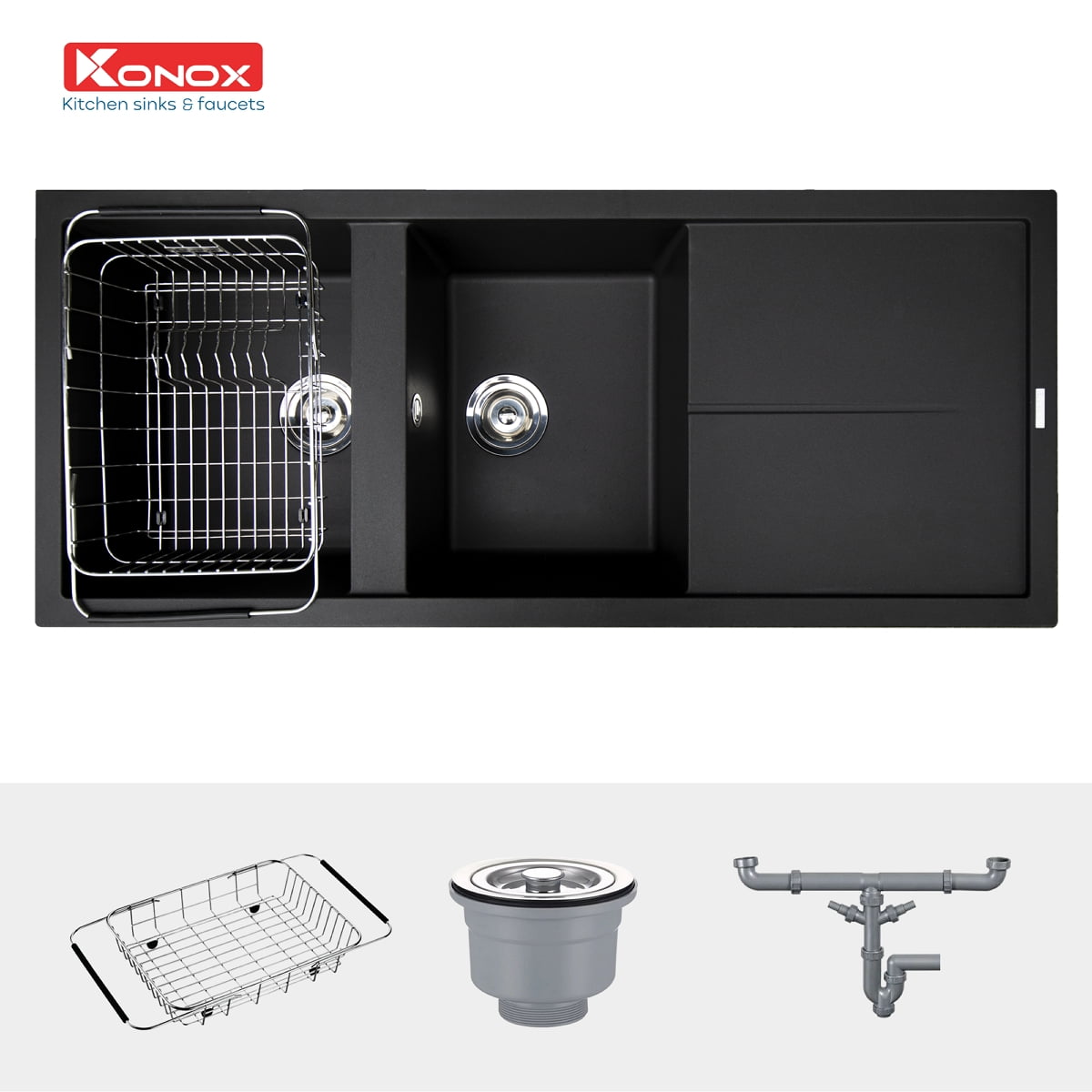 Chậu Rửa Bát Đá KONOX Granite Sink Livello 1160 – Black