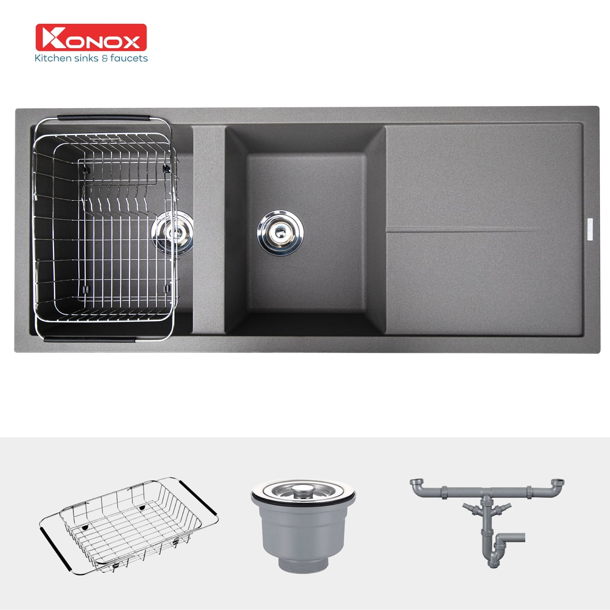 Chậu Rửa Bát Đá KONOX Granite Sink Livello 1160 – Grey