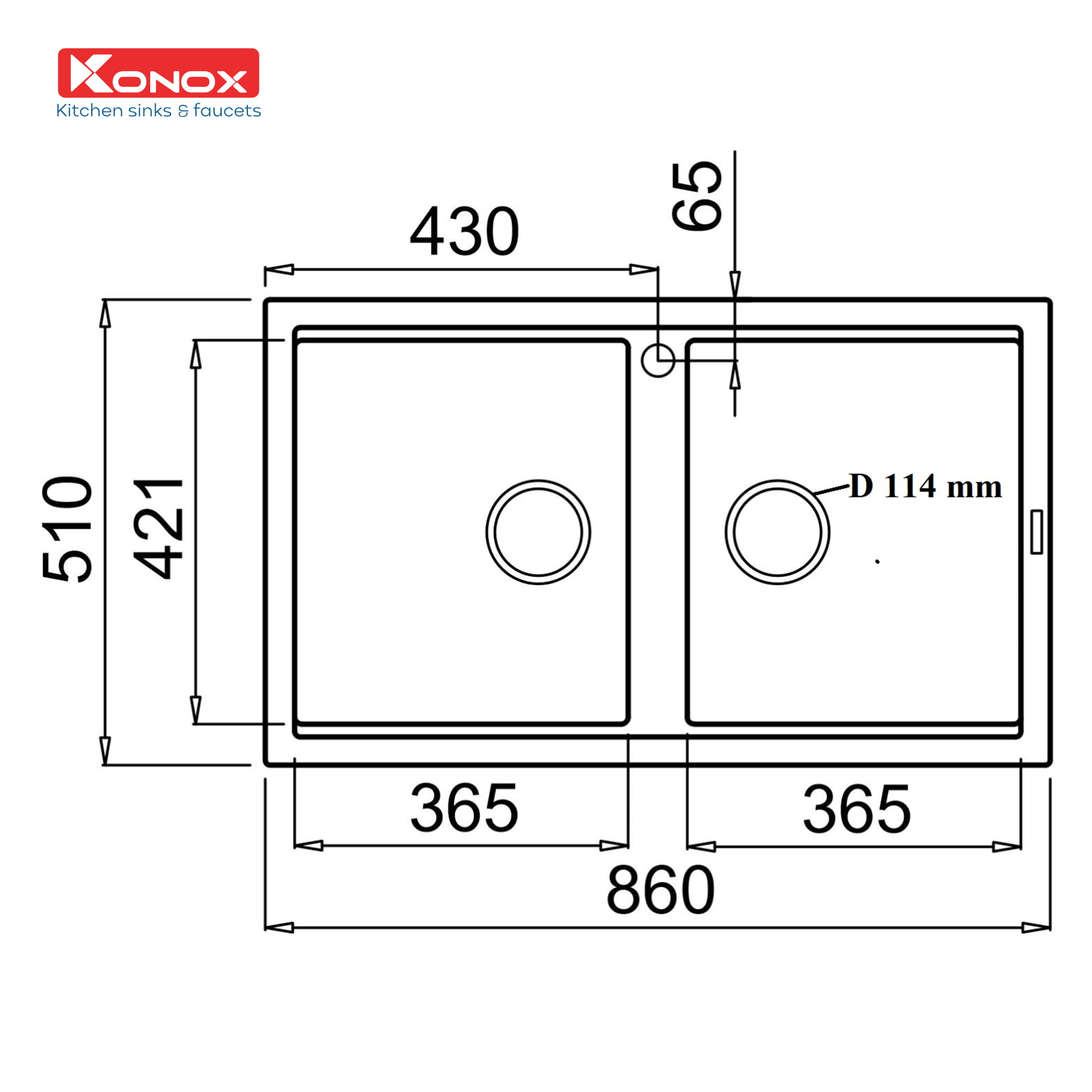 Chậu Rửa Bát Đá KONOX Granite Sink Phoenix 860 – Grey