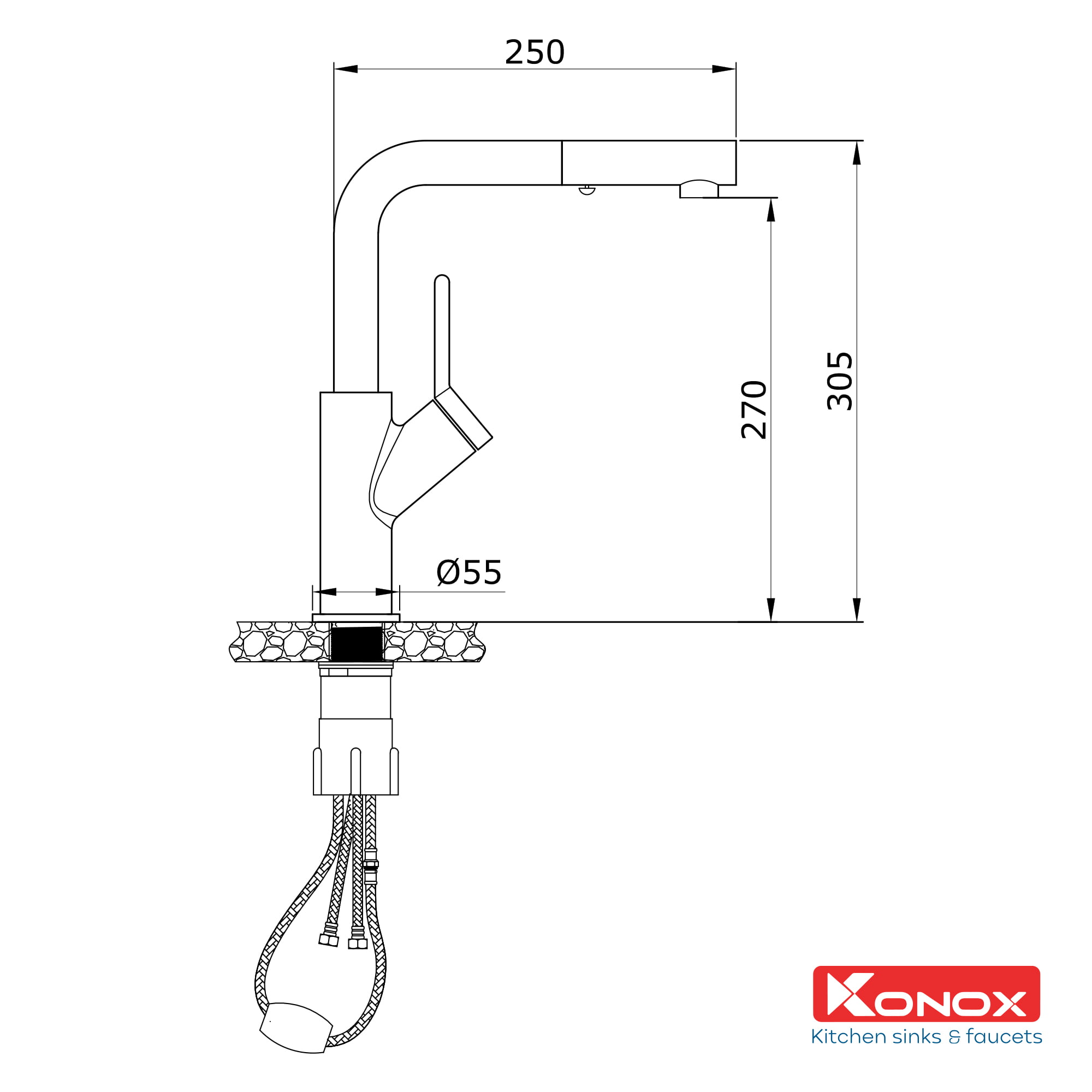 Vòi Rửa Bát Konox Artan Black