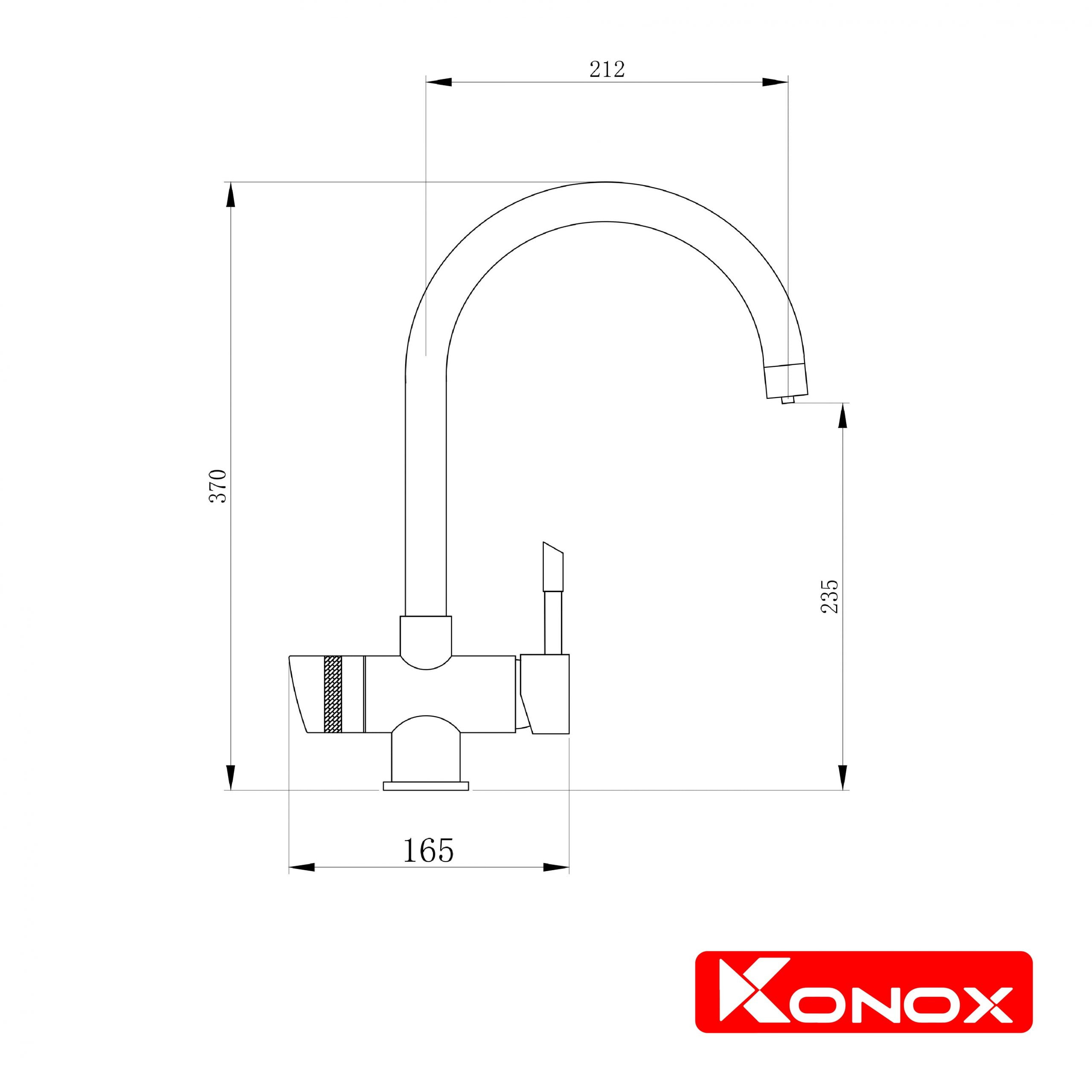 Vòi Rửa Bát Konox ba đường nước RO Trim-Water