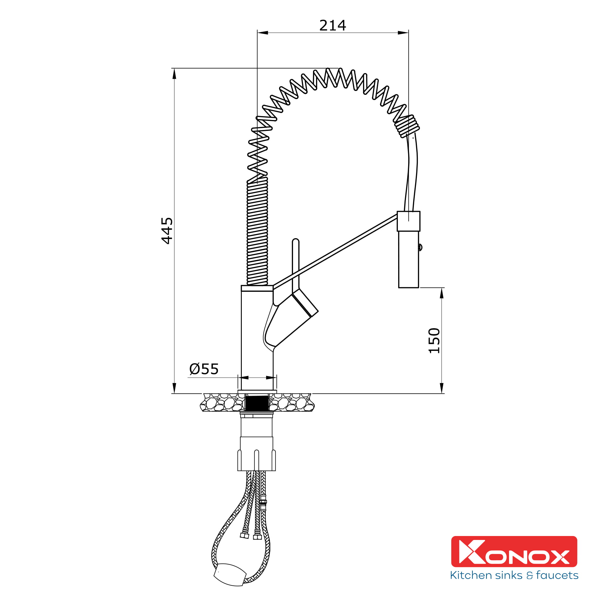 Vòi Rửa Bát Konox Rút Dây Gusta