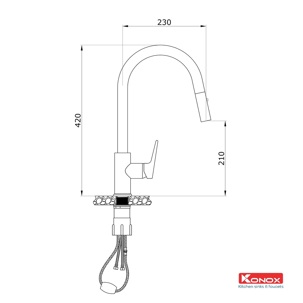 Vòi Rửa Bát Konox Rút Dây KN1900