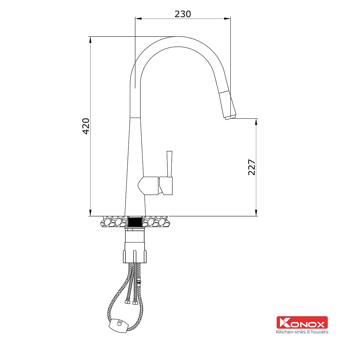 Vòi Rửa Bát Konox Rút Dây KN1901B