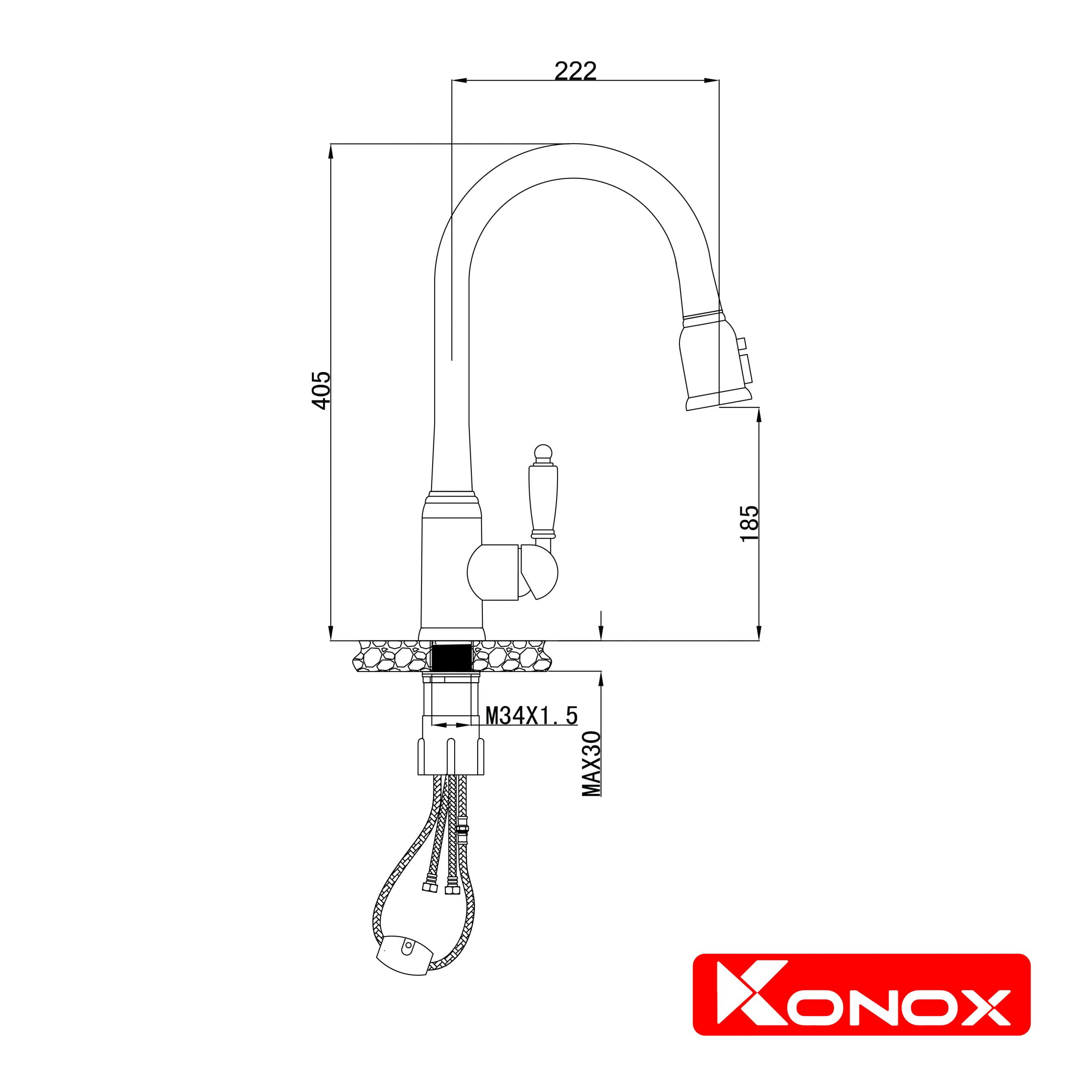 Vòi Rửa Bát Konox Rút Dây KN1905