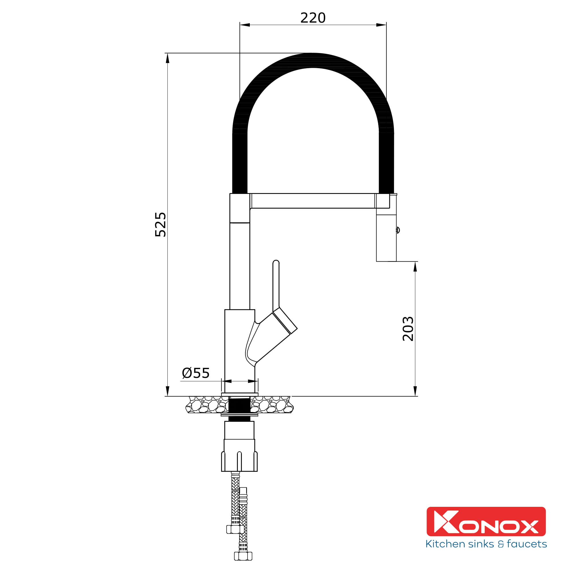 Vòi Rửa Bát Konox Thân Mềm Bian