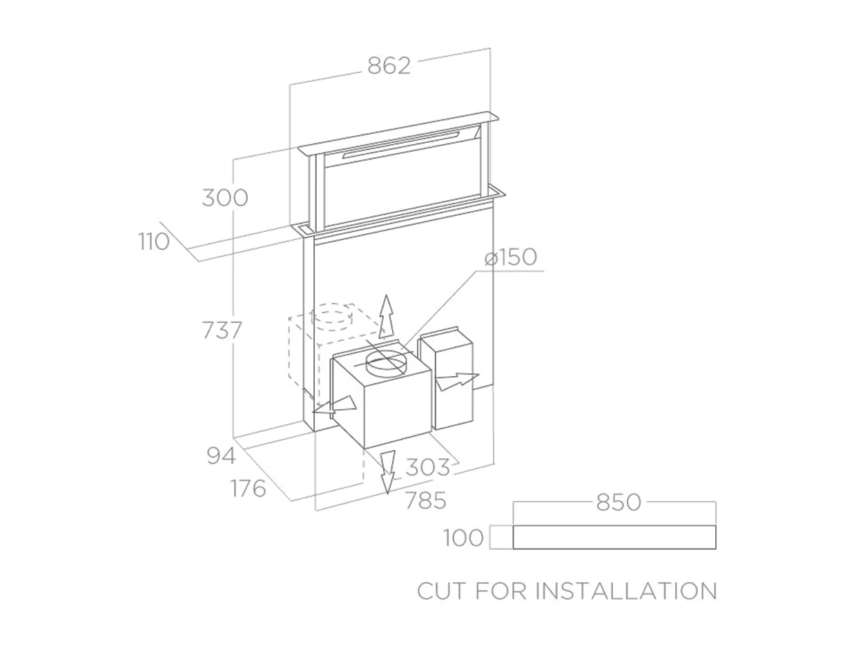 Hút mùi âm bàn bếp Elica GETUP 90CM