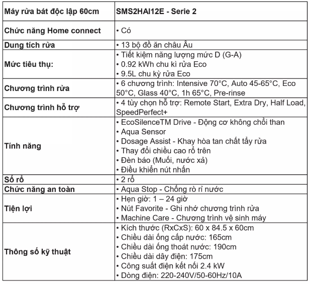 Máy Rửa Bát Bosch SMS2HAI12E