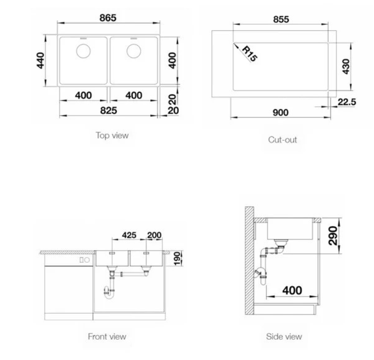 CHẬU RỬA BÁT BLANCO QUATRUS R15 400/400-IU