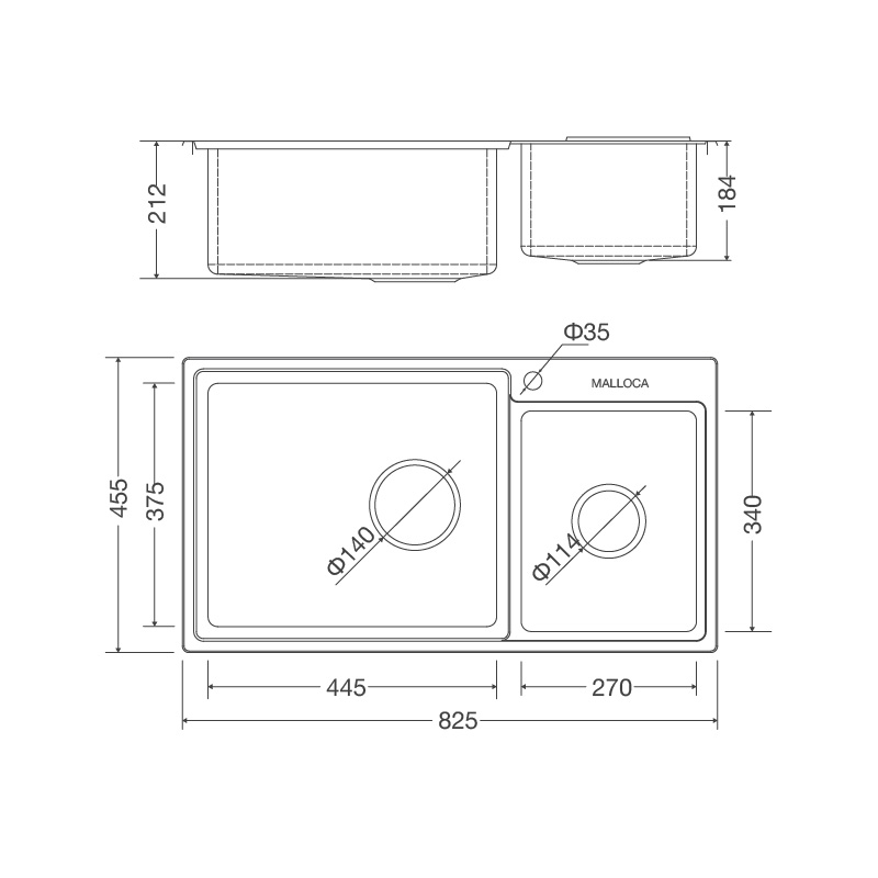 Chậu inox Malloca MS 8801