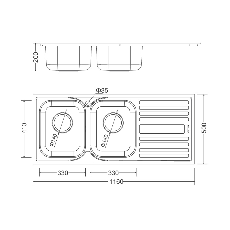 Chậu Inox Malloca MS 1025R New