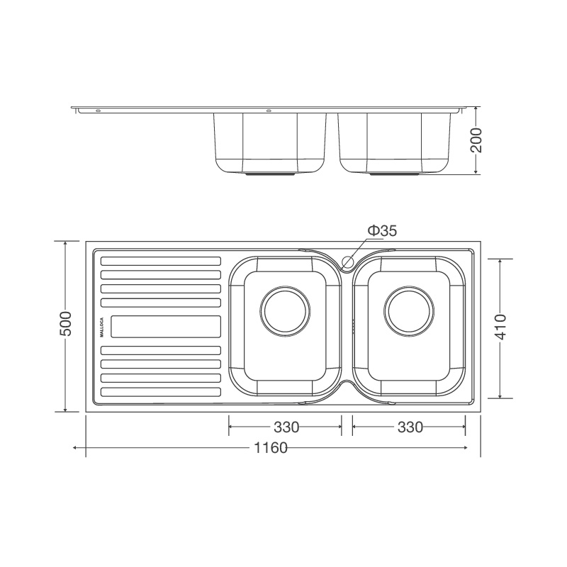 Chậu inox Malloca MS1025L New