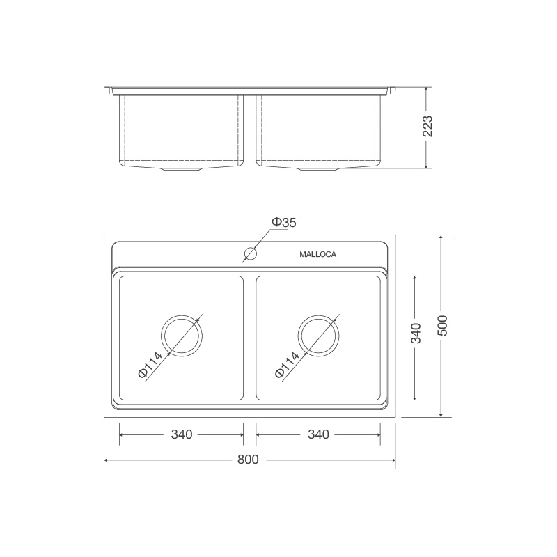 Chậu rửa inox Malloca MS 8812