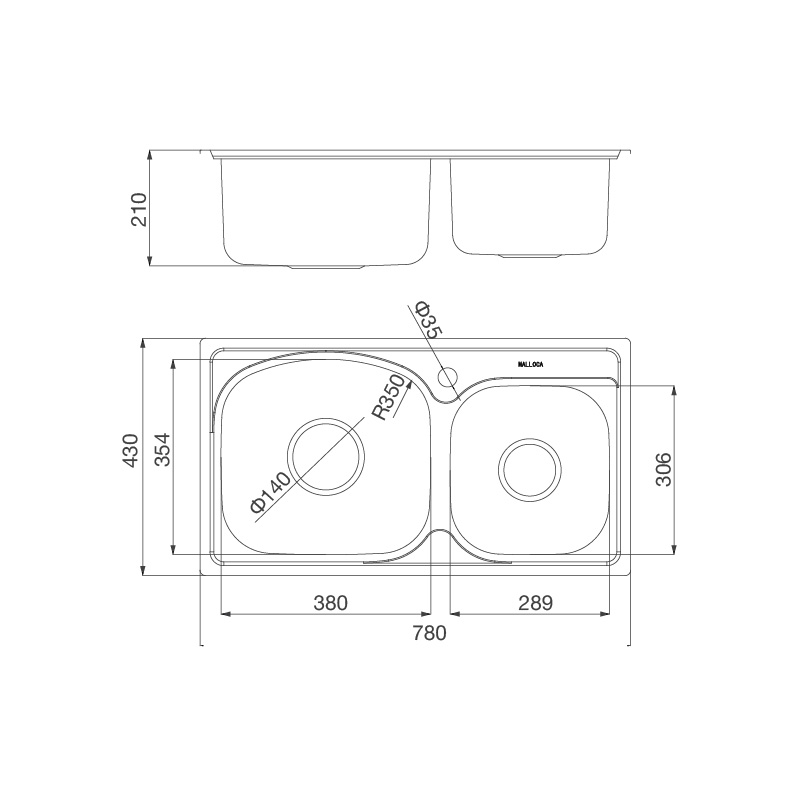 Chậu rửa Inox Malloca MS 1011P