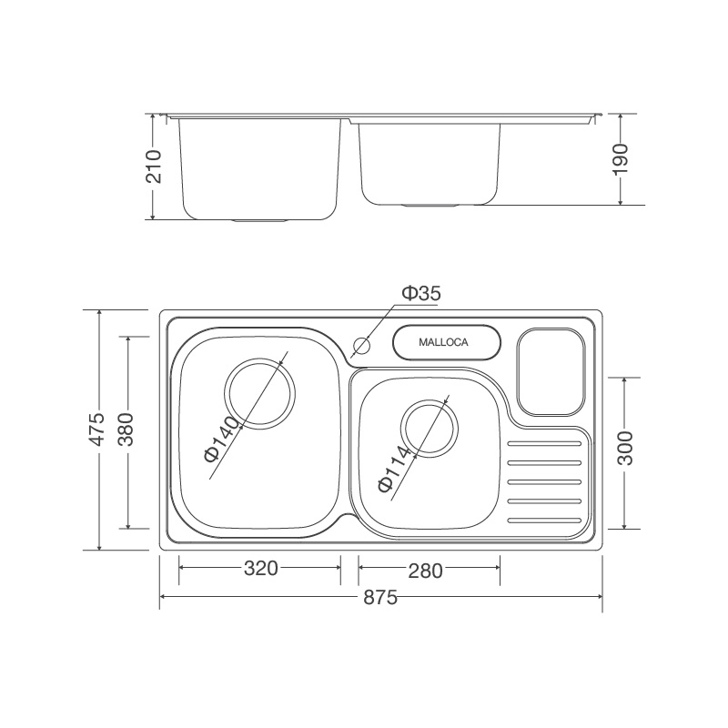 Chậu rửa Inox Malloca MS 1024