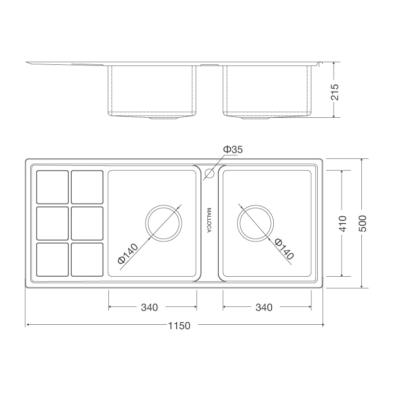 Chậu rửa inox Malloca MS 8815L