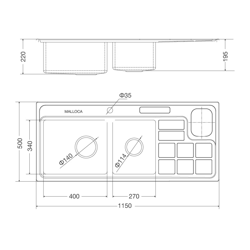 Chậu rửa inox Malloca MS 8817