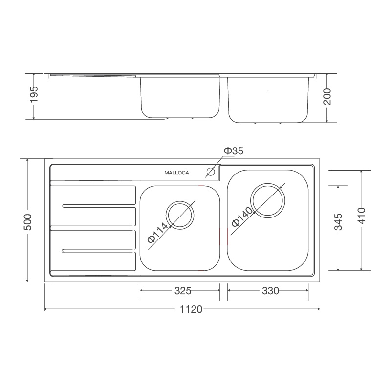 Chậu inox Malloca MS 1027L New