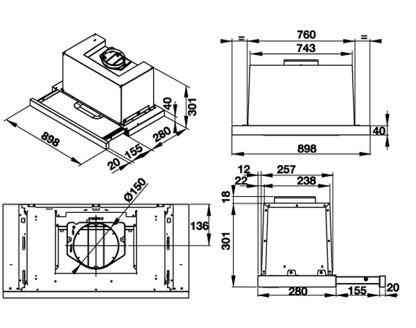 Máy hút mùi âm tủ Hafele HH-TG90E 539.81.075