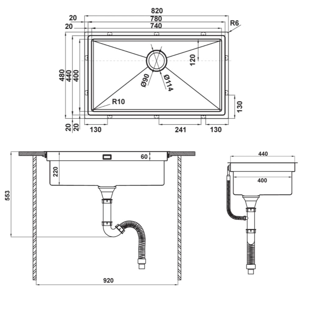 Chậu rửa đơn Hafele HS21-SSN1S90 567.94.020