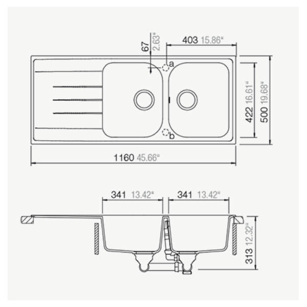 CHẬU ĐÁ HAFELE HS18-GED2R80 570.35.460