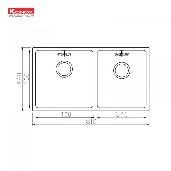 CHẬU RỬA BÁT KONOX UNDERMOUNT CUBE 8144DU