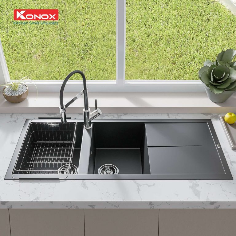 CHẬU RỬA CHÉN BÁT KONOX GRANITE LIVELLO SMART 1160 BLACK