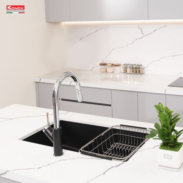 CHẬU RỬA CHÉN BÁT KONOX GRANITE NAROS 760S BLACK