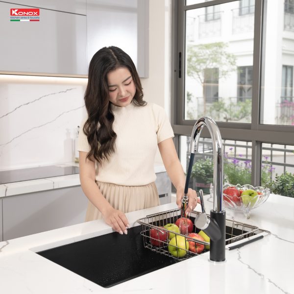 CHẬU RỬA CHÉN BÁT KONOX GRANITE NAROS 760S BLACK