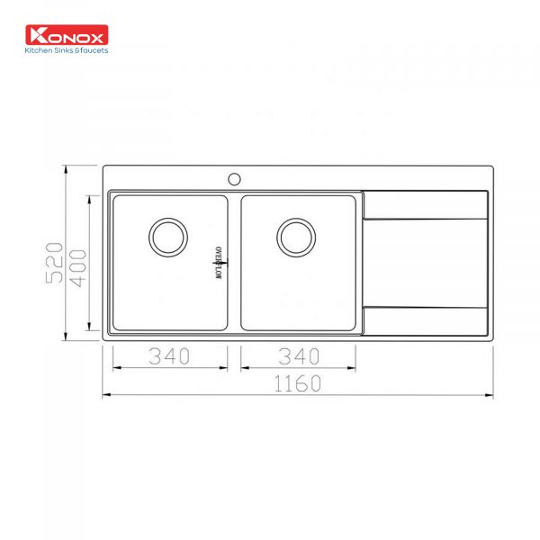 CHẬU RỬA CHÉN BÁT KONOX TOPMOUNT UNICO 11652