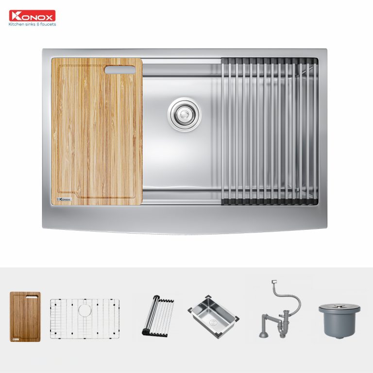 CHẬU RỬA CHÉN BÁT KONOX WORKSTATION – APRON SINK KN8051AS Curve