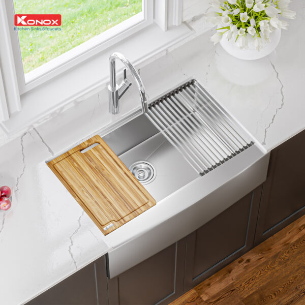 CHẬU RỬA CHÉN BÁT KONOX WORKSTATION – APRON SINK KN8051AS Curve