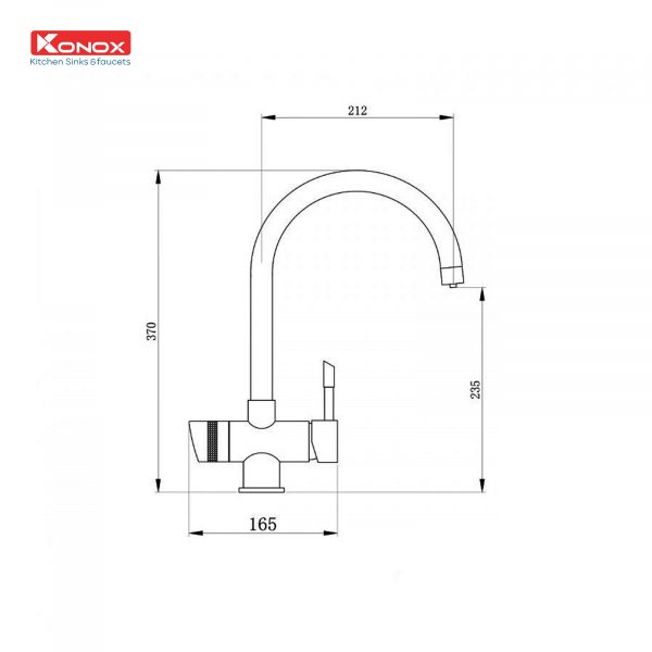 VÒI RỬA BÁT KONOX BA ĐƯỜNG NƯỚC TRIM WATER GREY