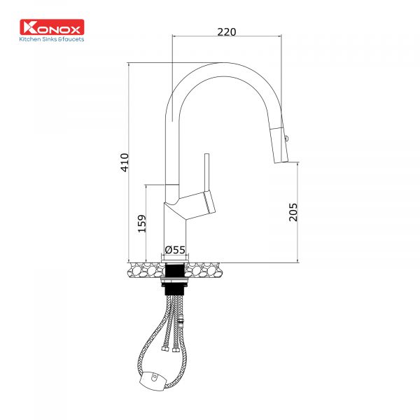 VÒI RỬA BÁT RÚT DÂY KONOX NEVA CHROME