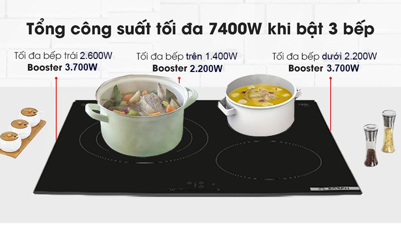 BẾP TỪ BOSCH SERIE 4 PIJ631BB5E 3 VÙNG NẤU 7400W